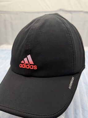 adidas Black Cap with Gradient Pink-Red Logo